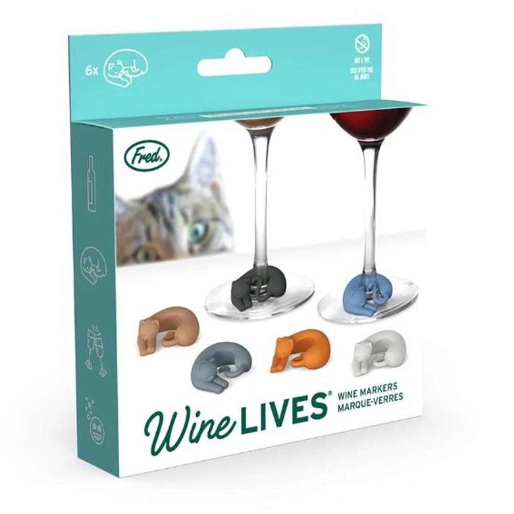 Genuine Fred Wine Lives Cat Wine Markers Kitty Drink Markers NEW